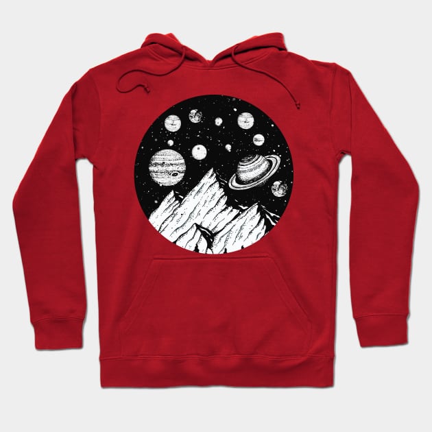 Solar System Planets Mountain Hiking Camping Universe Space Hoodie by mrsmitful01